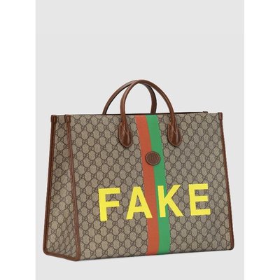 GUCCI 古馳 Fake/Not' print large tote bag 630353
