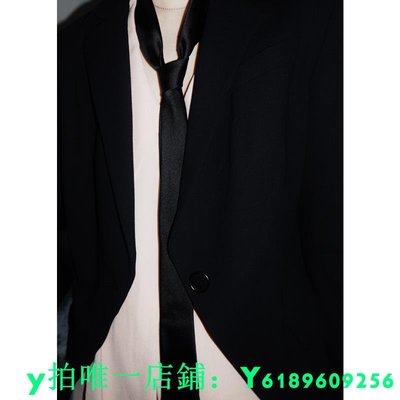 GLEE RAINBOW黑色真絲經典超細窄版百搭造型領帶  無性別財源廣進
