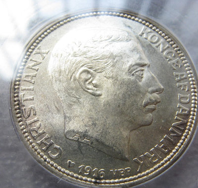 1916年丹麥2克朗銀幣