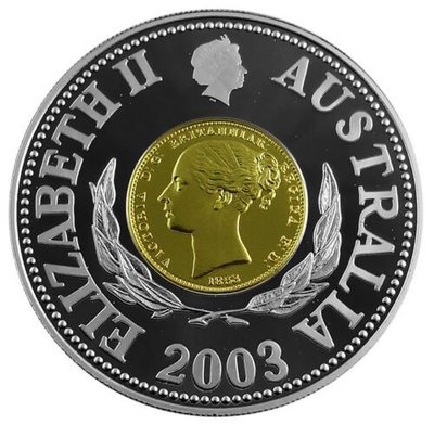 【海寧潮現貨】澳大利亞2003年悉尼鑄幣局150周年鍍金紀念銀幣