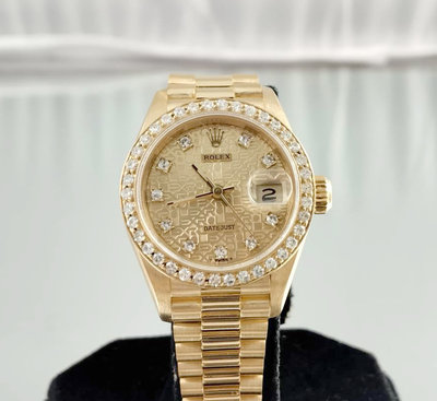 順利當舖  Rolex/勞力士 瑞士原裝69178型原鑲十鑽紀念面女鑽錶