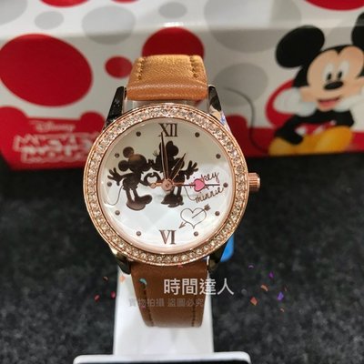 [時間達人] 迪士尼兒童錶 Disney授權 台灣製造 玫瑰金 經典米奇米妮復古皮帶錶