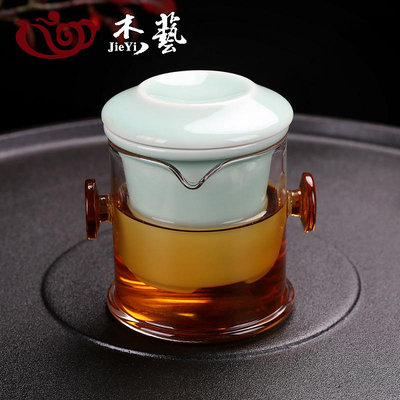玻璃陶瓷泡 紅茶茶具 耐熱雙耳玻璃紅茶杯壺泡茶器 紅茶哨子