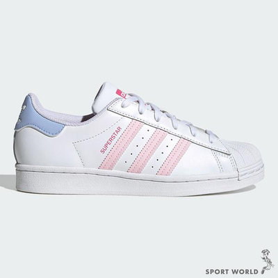Adidas Superstar 女鞋 休閒鞋 貝殼頭 皮革 白粉【運動世界】HQ1906