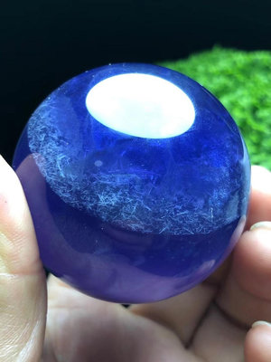 5.3厘米天然藍瑩石水晶球 花紋獨特顏色美 264克