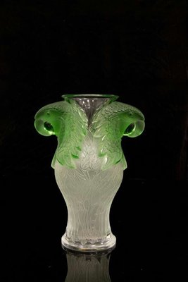 @寶瓏閣@ LALIQUE 法國 萊儷 水晶花瓶 "翠綠金剛鸚鵡"  超特價: ....... !!!