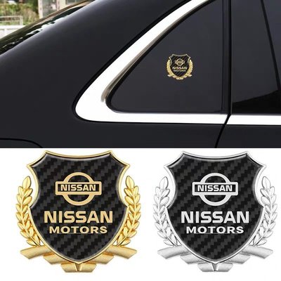 汽車改裝側標車貼 車身側標貼 碳纖貼4D立體標改裝飾貼適用於Nissan 日產 X-TRAIL KICKS March-飛馬汽車