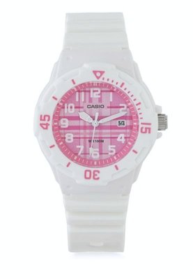 CASIO WATCH 卡西歐小巧粉紅白混搭潛水風格白色膠帶運動腕錶 型號：LRW-200H-4C【神梭鐘錶】