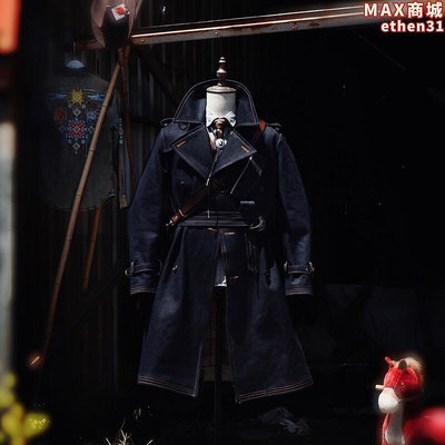 1850'S一戰大衣英式VINTAGE 22OZ重磅赤耳丹寧中長版過膝戰壕風衣