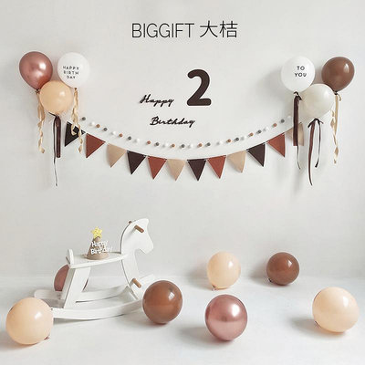 韓國ins寶寶生日收涎布置兒童周歲數字裝飾復古氣球背景墻