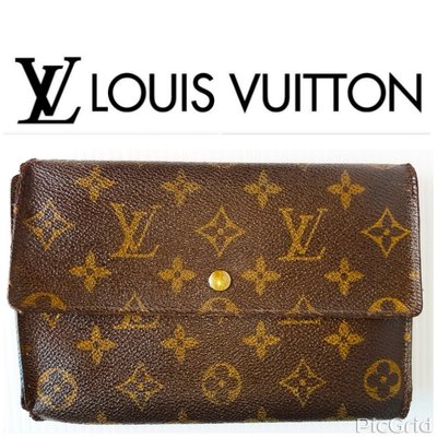 LV經典 Louis Vuitton老花 手拿包(大)圖紋多層長夾 發財夾 信用卡證件夾$398 1元起標 老品古董包