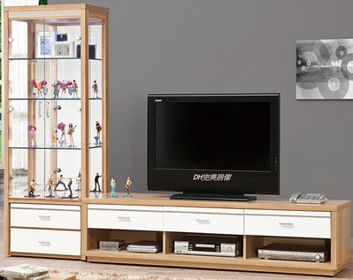 【DH】商品貨號vc653-2品名稱《米提》八尺L型雙色電視櫃 圖一  2尺展示櫃+6尺長櫃(另有白色)主要地區免運費