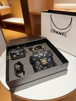【二手】香奈兒Chanel 23s手柄化妝盒子包眼鏡鯊魚夾零錢包 組合套裝套