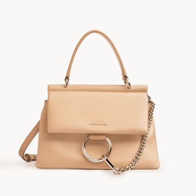 折扣預購】22春夏正品CHLOE SMALL FAYE TOP HANDLE BAG金屬環沙米色裸