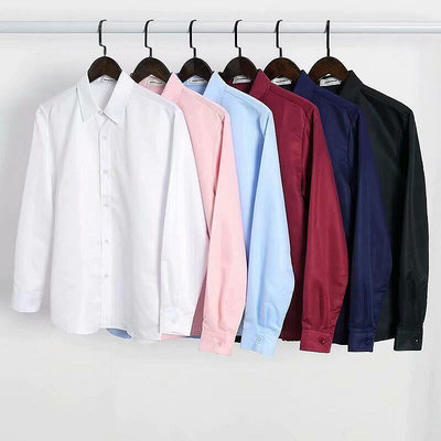 純色長袖襯衫 商務襯衫(S-5XL) 6色可選 上班襯衫 男長袖襯衫 素面襯衫 滑布韓版襯衫 長袖襯衫