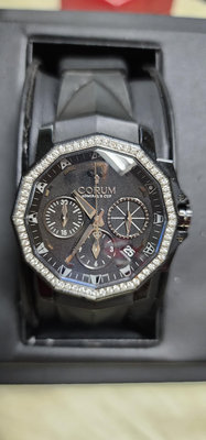 崑崙 corum PVD 海軍上將 計時碼錶 鑽石錶圈 40mm