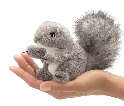 14097c 日本進口 限量品 好品質 可愛 灰松鼠灰色松鼠 動物手指手上玩偶絨毛娃娃毛絨絨玩偶抱枕收藏品擺飾禮物