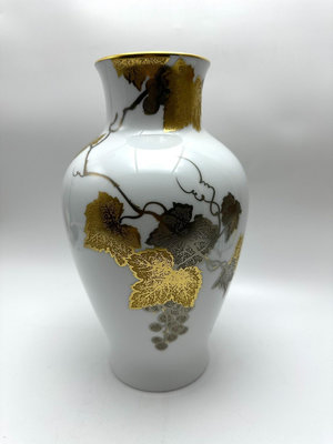 日本大倉陶園花瓶 大花瓶 金蝕葡萄
