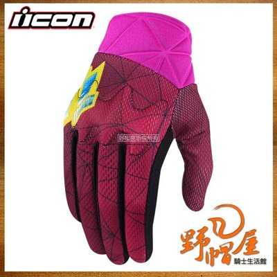 三重《野帽屋》ICON Anthem Blender Gloves 短手套 防摔 山羊皮 D3O 觸控 護塊 女款。粉
