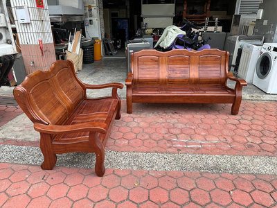 香榭二手家具*全實木2+3人座 木製沙發組-實木椅-原木沙發-木頭椅-客廳沙發-中古沙發-二人座-三人座-木製椅-木沙發