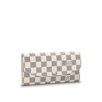 二手LV Louis Vuitton N63546 N41625 EMILIE 白棋盤格紋扣式零錢長夾