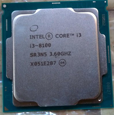 Intel CPU I3 8100 全新未使用1151腳位(不含風扇）