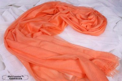 頂級300支 Super fine 100% cashmere暖膚柔橘pashmina Shahmina喀什米爾圍巾披肩