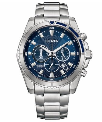 CITIZEN 星辰 Chronograph 紳男計時手錶-藍面/ AN8201-57L /43mm