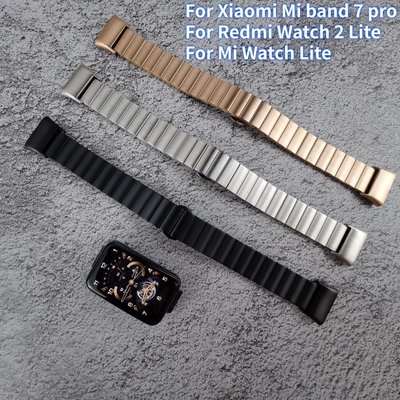gaming微小配件-快拆式 適用於 小米手環7 pro / 小米手錶超值版 / Redmi 手錶 2 Lite 金屬不銹鋼 實心一珠 錶帶-gm