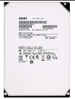 HGST 8T 氦氣硬碟3.5 7200轉 HUH728080ALE604