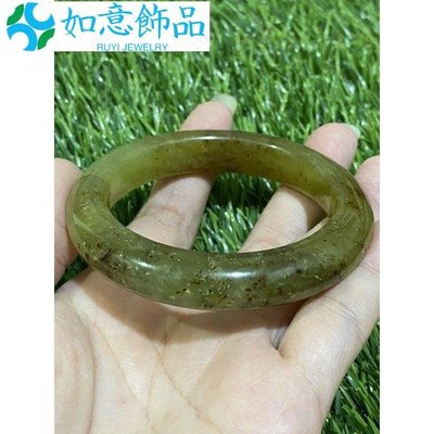 56mm Natural Serpentine jade Xiu yu jade bangle 水草岫~如意飾品