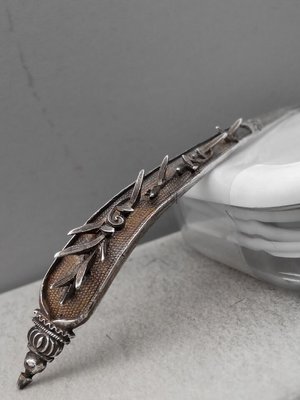 藏寶閣 （老銀飾品）清代老銀高浮雕起花簪子老銀單尖線條流暢很立體流行款式老銀髮簪 Cchg4325