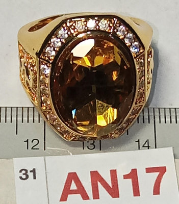 【週日21:00】31~AN17~大圓黃寶石全金色老鳳祥18K戒指(未檢測不保真)。如圖