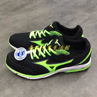 MIZUNO AERO 16 WIDE男 寬楦 輕量 耐磨 訓練 路跑鞋 慢跑鞋 黑/螢綠J1GA173604爆款