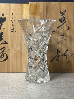 日本Hoya豪雅水晶琉璃花瓶花入插花花生花器，手工切割