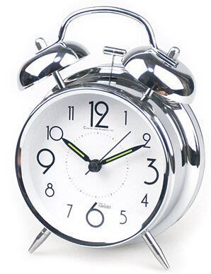 【熱賣精選】銀色款 學生時鐘金屬鬧鐘創意靜音鐘錶工作日床頭鐘兒童小鬧鐘