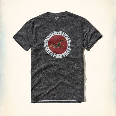 美國百分百【Hollister Co.】T恤 HCO 短袖 T-shirt 海鷗 logo 復古 石礫黑 特價 G912