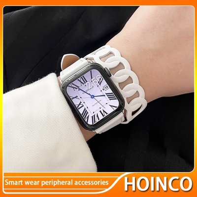 新款 鏈式雙圈真皮質錶帶 Apple watch 7代 6代 iWatch SE 4代 愛馬仕同款錶帶 41mm 45m