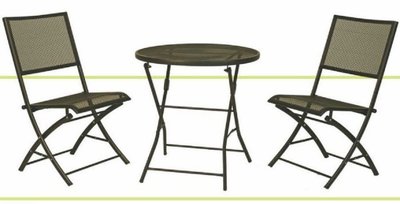 戶外家具 室外咖啡廳 庭園餐廳 庭園桌 鐵網折合鋁網圓桌椅組（9）屏東市 廣新家具行