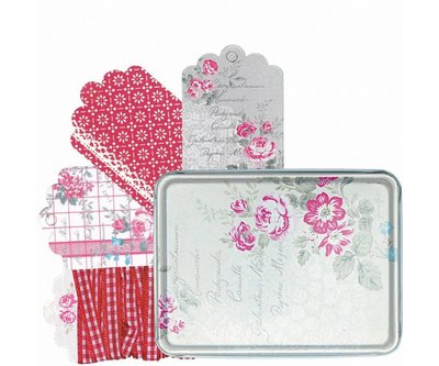 GreenGate Gift Tags in Tin - Camille (鐵盒+禮物吊卡24張+織帶五尺)