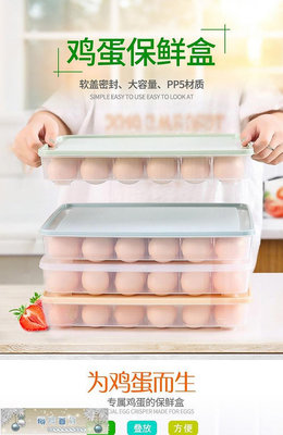 便攜式加厚24格雞蛋保鮮盒 冰箱帶蓋防塵密封雞蛋盒 可疊廚房蛋托-琳瑯百貨