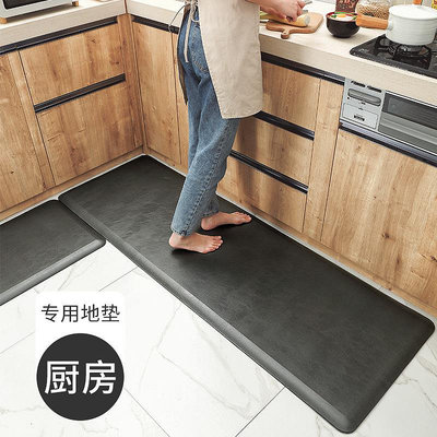 廚房地墊 防滑墊 家用地毯 現代簡約家用PVC廚房地毯地墊 ins加厚PU皮革防滑腳墊防水防油墊