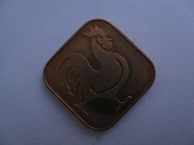 日本生肖銅制紀念章1993年雞年四角 紀念幣冊中拆出 好品收藏配套