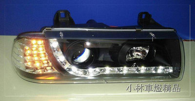全新外銷件 BMW E36 類R8 日行燈 晝行燈 LED 燈眉魚眼大燈(LED方向燈)