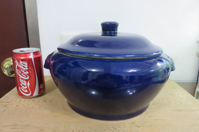 【讓藏】早期收藏陶瓷製藍釉陶瓷汽鍋,完整,漂亮,藍釉少見,大件,,約31*27.5*19