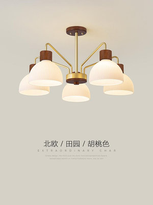 客廳吊燈新款北歐創意個性餐廳燈現代簡約日式原木風臥室書房燈具-萬物起源
