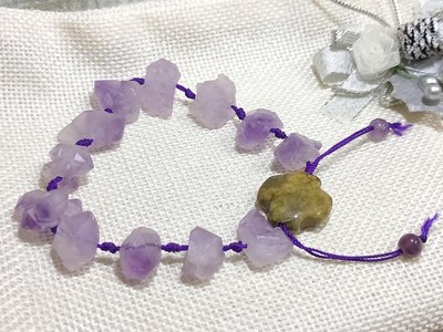 紫水晶原石單圈手串手環(10mm)精緻可愛-髮絲-幽靈-閃耀-天然寶石,配飾,散珠,DIY半成品10-97牛手創