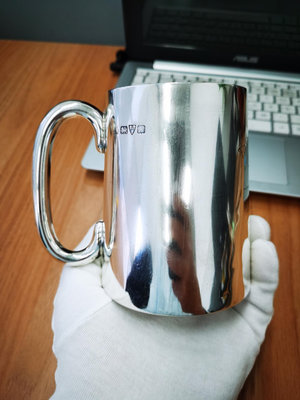 純銀英國古董銀器925銀大馬g杯水杯茶杯主人杯平底杯可以