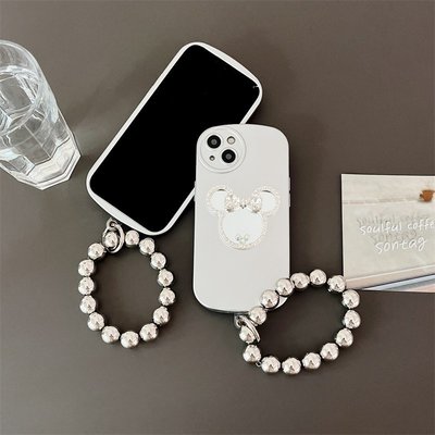 cilleの屋 銀色盾牌米奇頭鏡子可愛卡通立體潮流新款蘋果手機殼i Case Cover For iphone14promax X