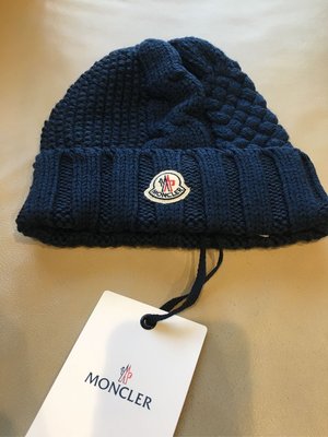[熊熊之家3]保證全新正品 Moncler  藍色 立體織紋  毛帽 義大利製
